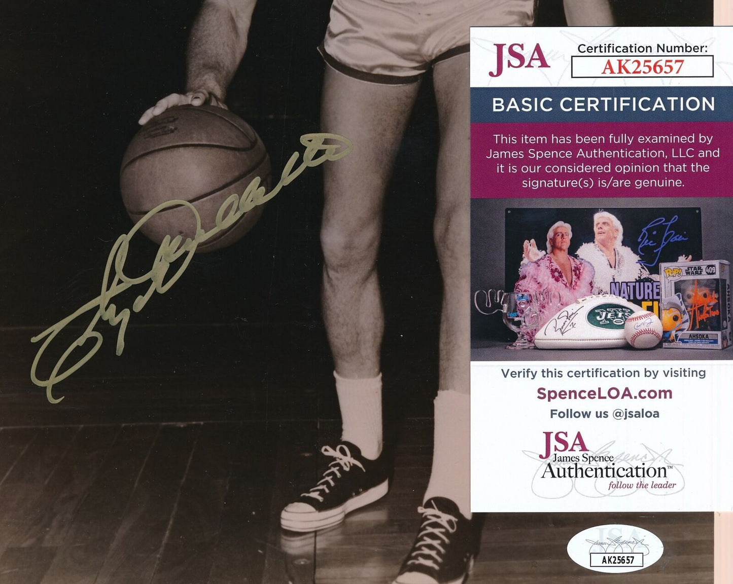 Clyde Lovellette HOF Autographed Vintage 8x10 B/W Photo Celtics JSA 180346