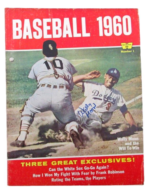 Wally Moon Los Angeles Dodgers Signed Baseball 1960 Magazine 185007