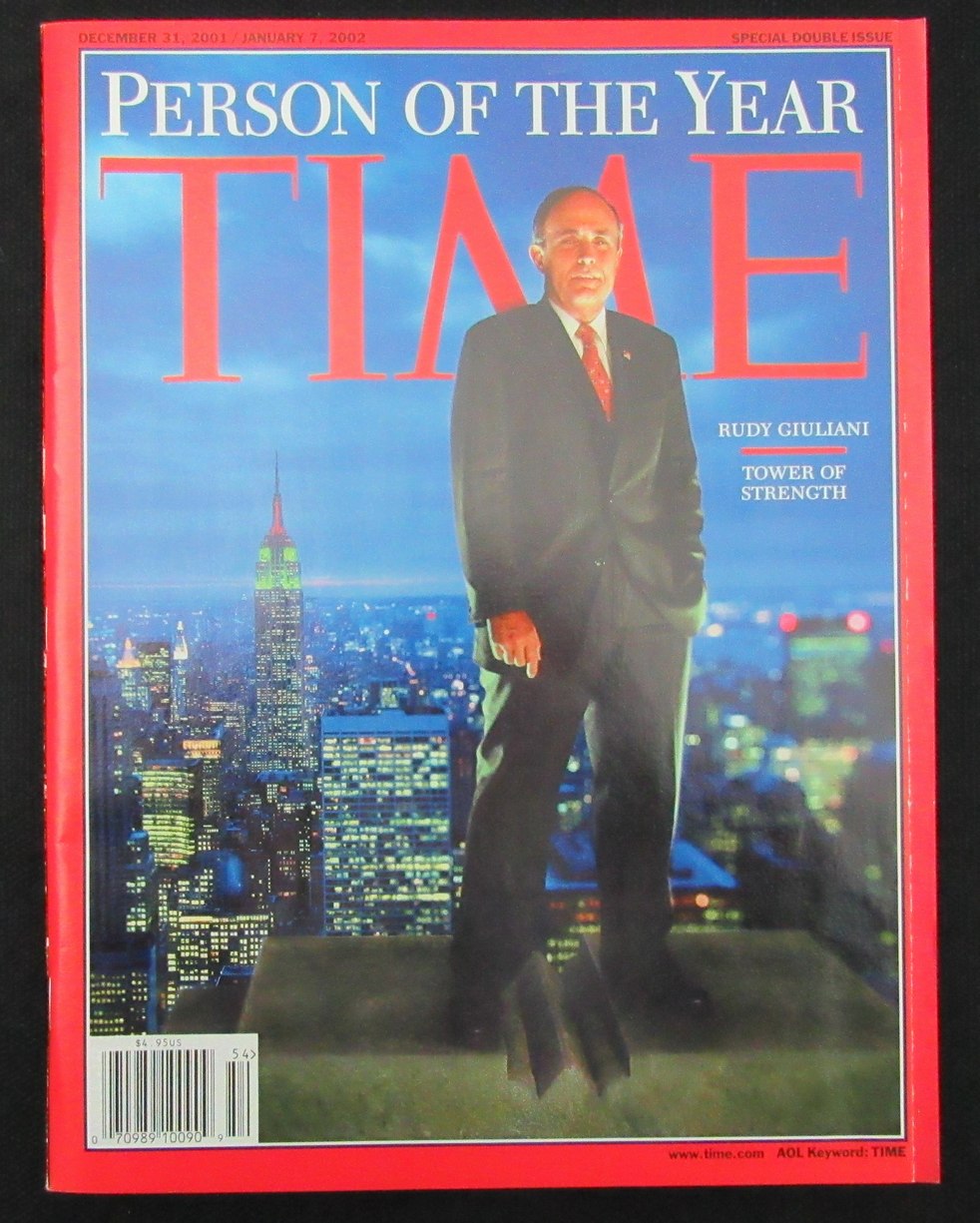 December 31, 2001 TIME Magazine Newstand NO LABEL  Rudy Guiliani Cover 187386