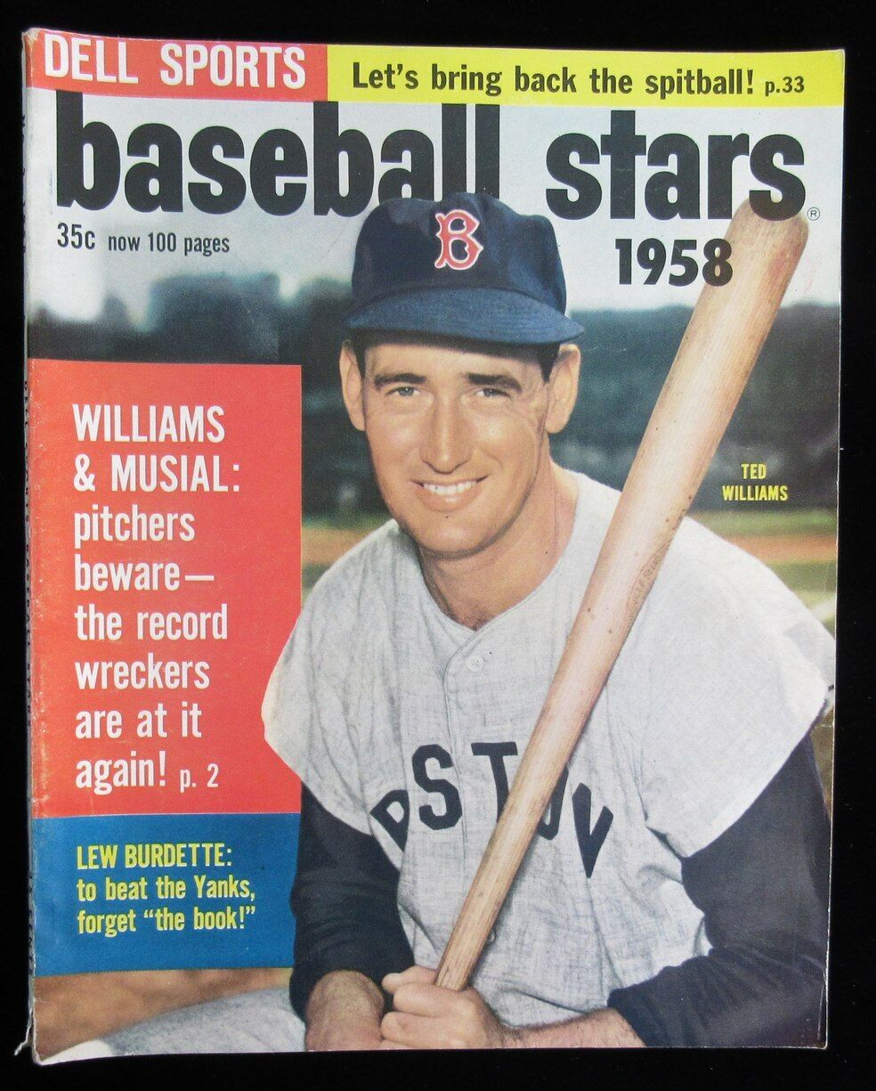 1958 Dell Sports Baseball Stars Magazine Ted Williams Boston Red Sox on Cover