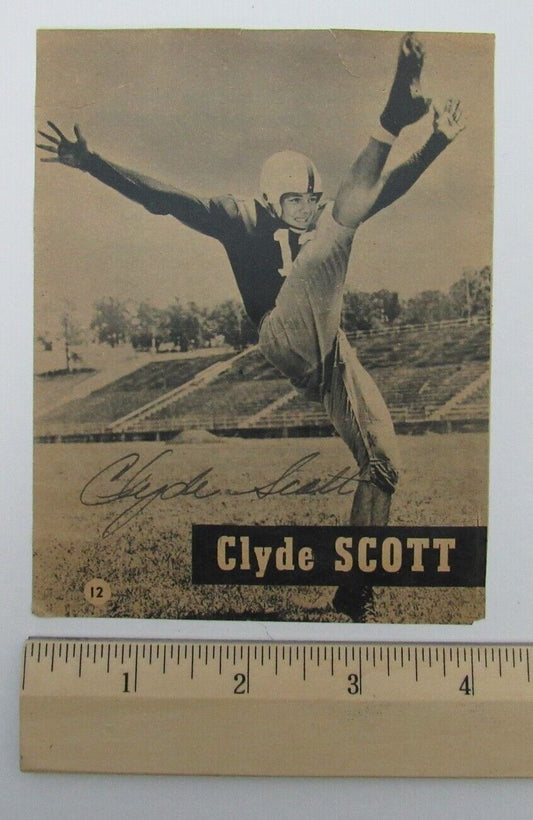 Clyde Scott CFBHOF Arkansas/Philadelphia Eagles Signed 4x5 Magazine cut 150204
