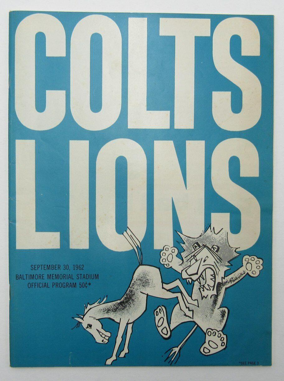 1962 Baltimore Colts vs. Detroit Lions Football Game Program 167585