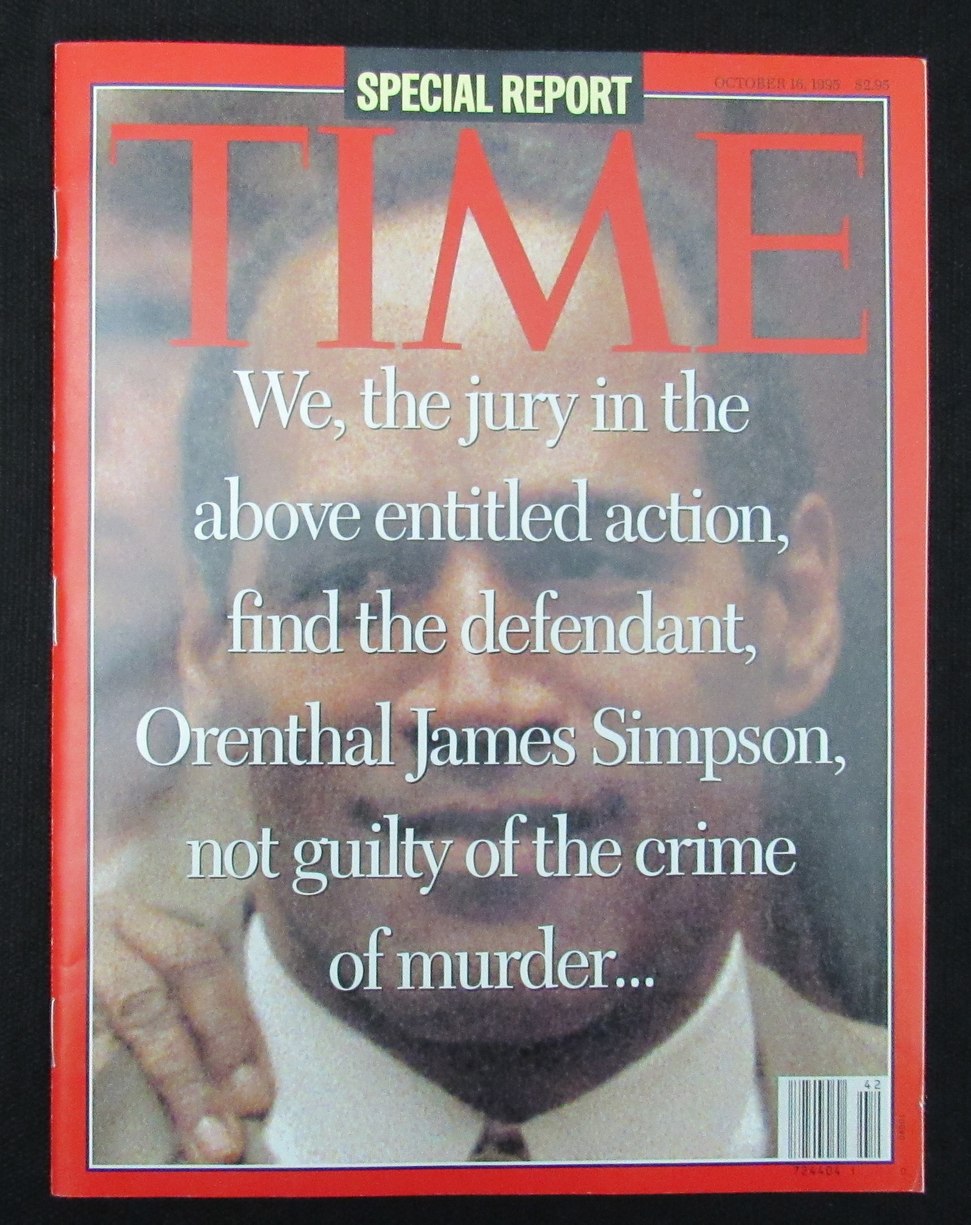 October 16, 1995 TIME Magazine Newstand No Label O.J. Simpson on Cover 187382