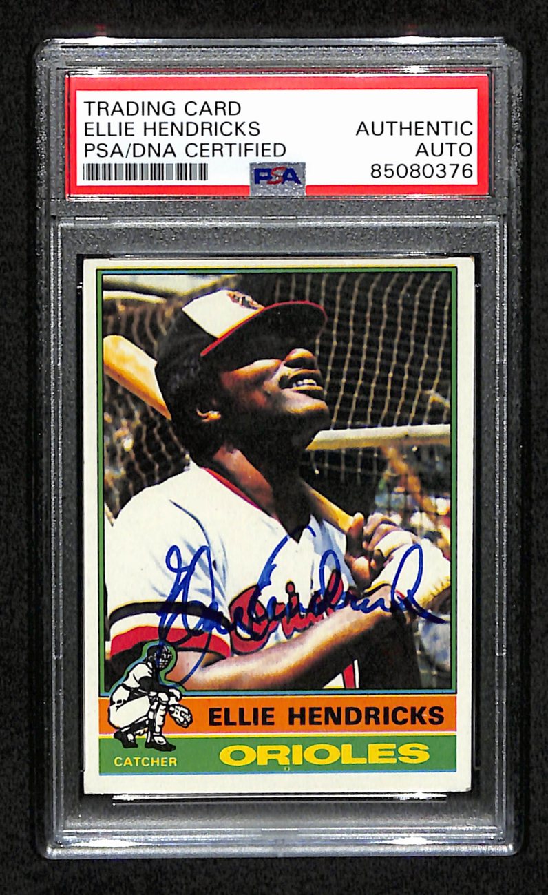 Ellie Hendricks Signed 1976 Topps Card #371 Baltimore Orioles PSA/DNA 184435