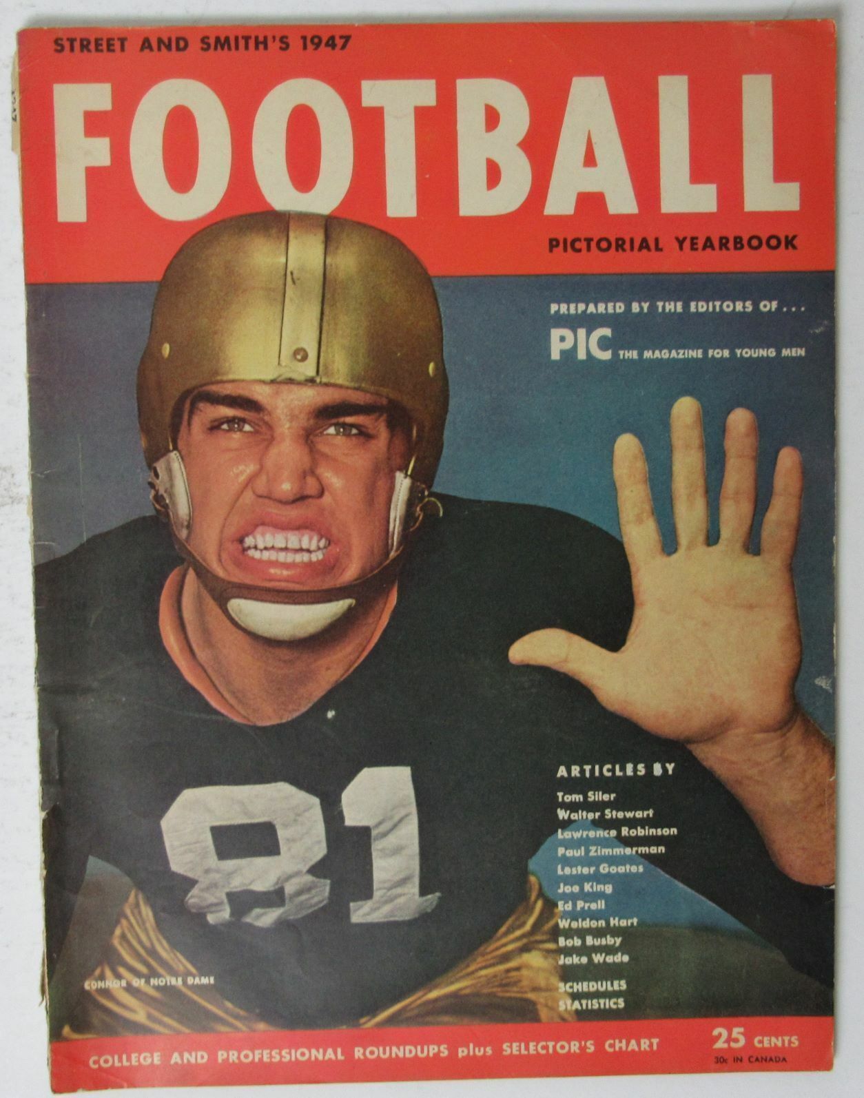 1947 Street & Smith's Football Yearbook George Connor Notre Dame Cover 144972