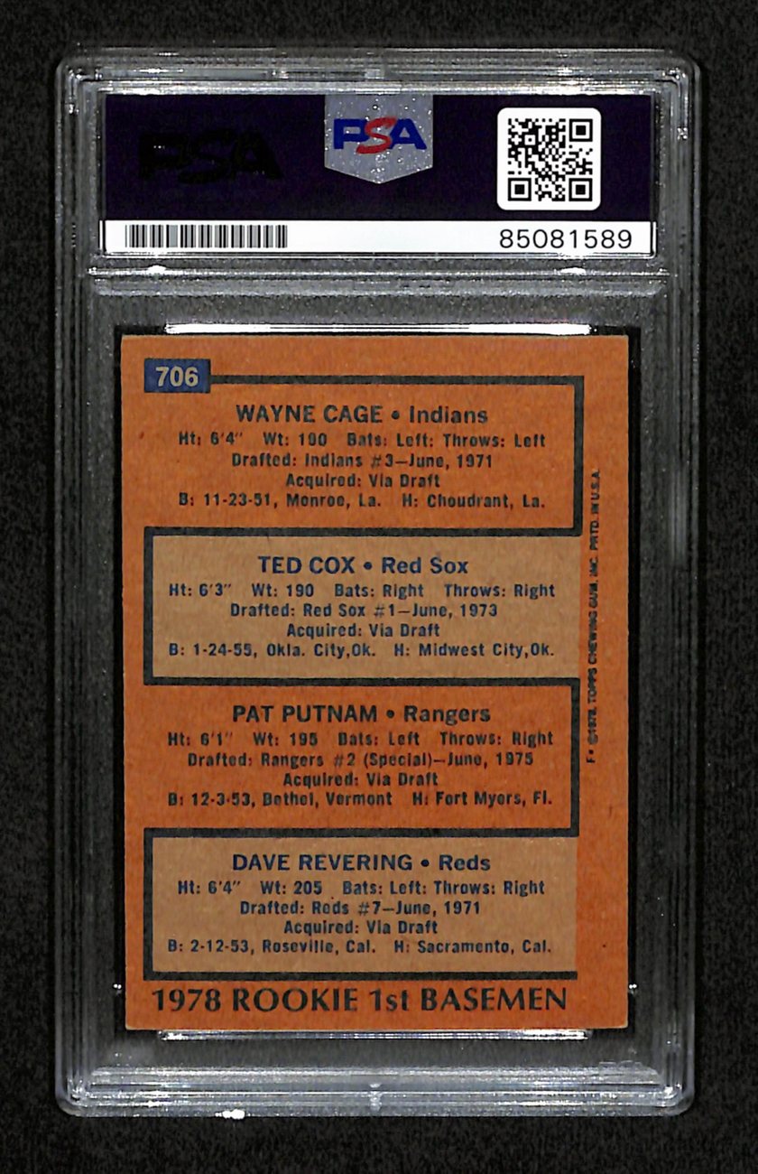 Cage/Cox/Putnam Multi-Signed 1978 Topps Card #706 PSA/DNA 184563