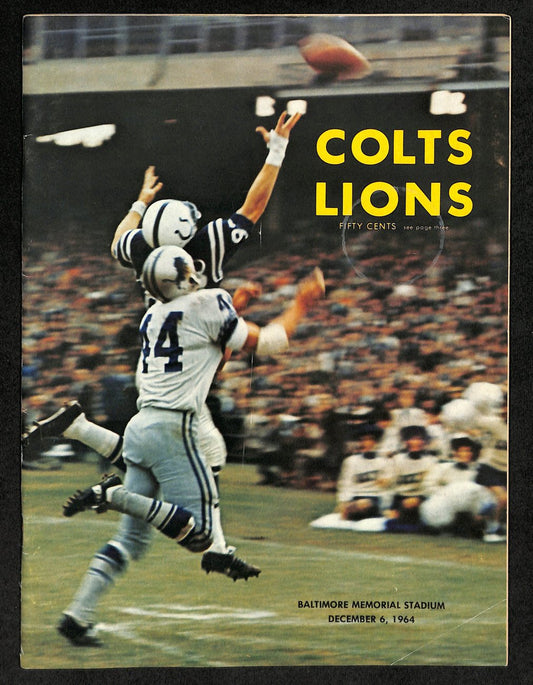 December 6, 1964 Football Program Baltimore Colts vs. Detroit Lions 189399