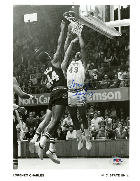 Lorenzo Charles Signed/Auto 8x10 Photo North Carolina PSA/DNA 188063