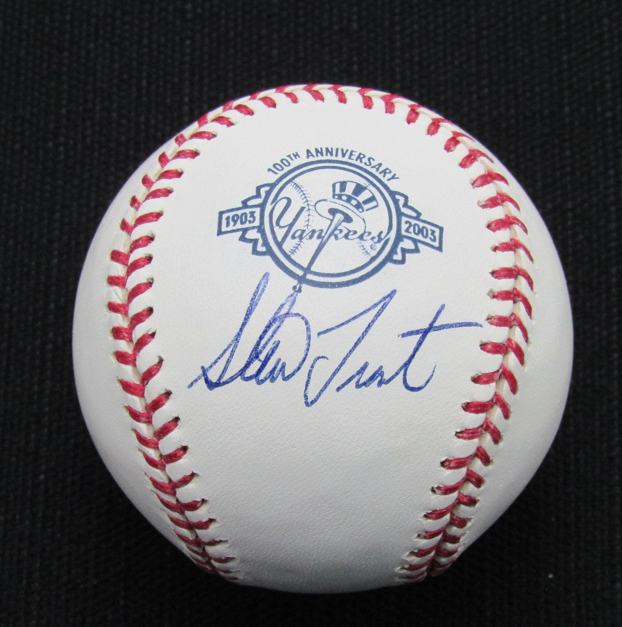 Steve Trout Signed/Auto Yankees 100th OML Baseball JSA 186839