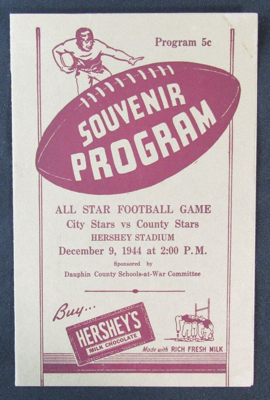 1944 All Star City Stars v County Stars Hershey High School FB Game Program