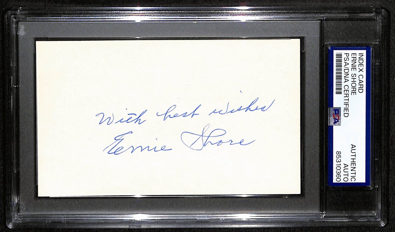 Ernie Shore Signed/Inscr 3x5 Index Card Red Sox Perfect Game PSA/DNA 190618