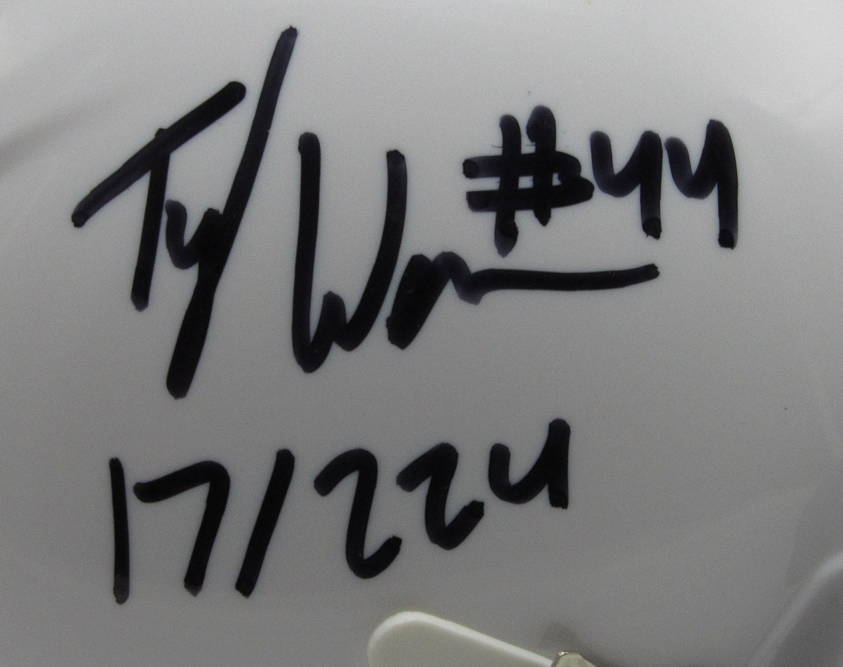 Tyler Warren Signed/Inscribed White Penn State Mini Football Helmet JSA 193101