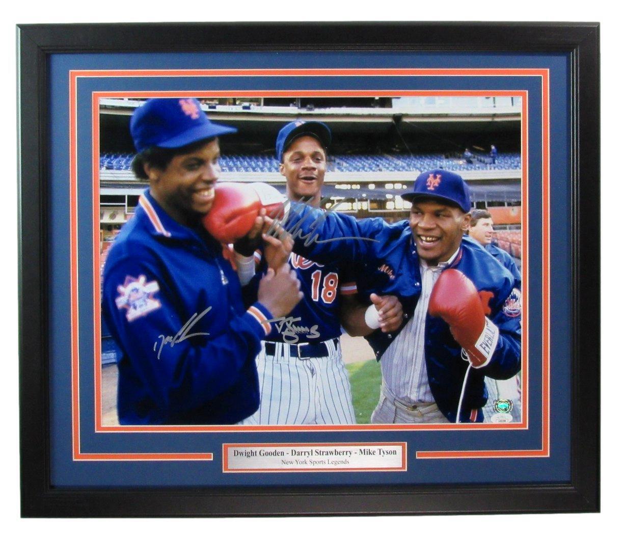 Gooden/Darryl Strawberry/Mike Tyson Signed 16x20 Photo Mets Framed JSA 180512
