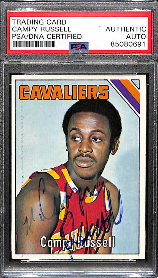 Campy Russell Autographed 1975-76 Topps Card #156 Cavaliers PSA/DNA 184839