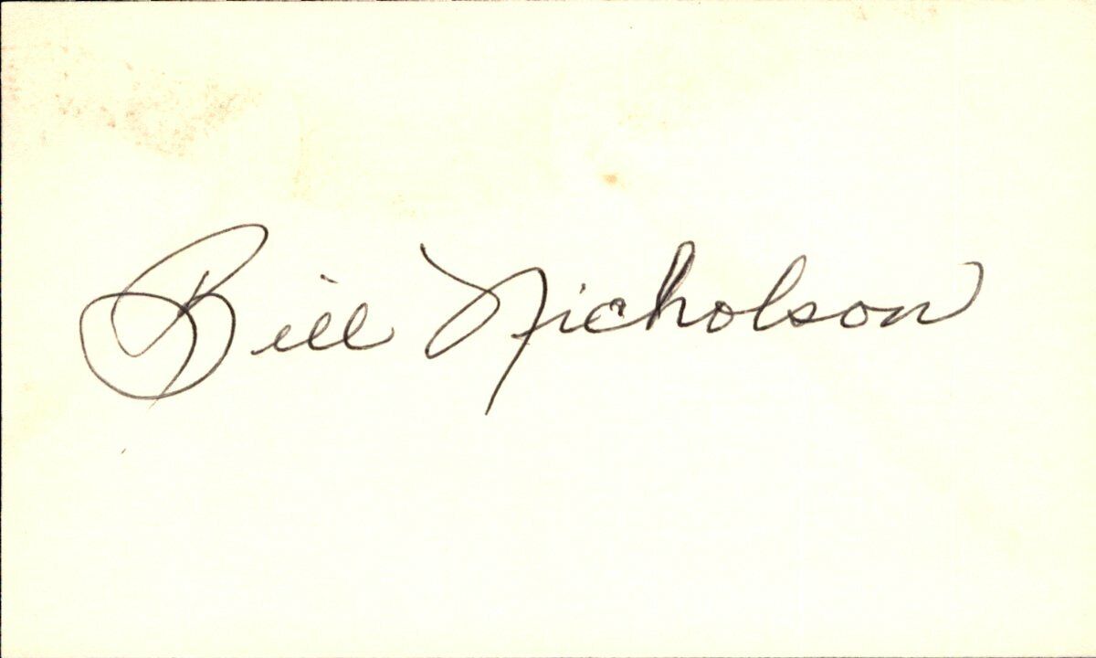 Bill Nicholson Athletics/Phillies d.1996 Signed/Auto 3x5 Index Card 162644