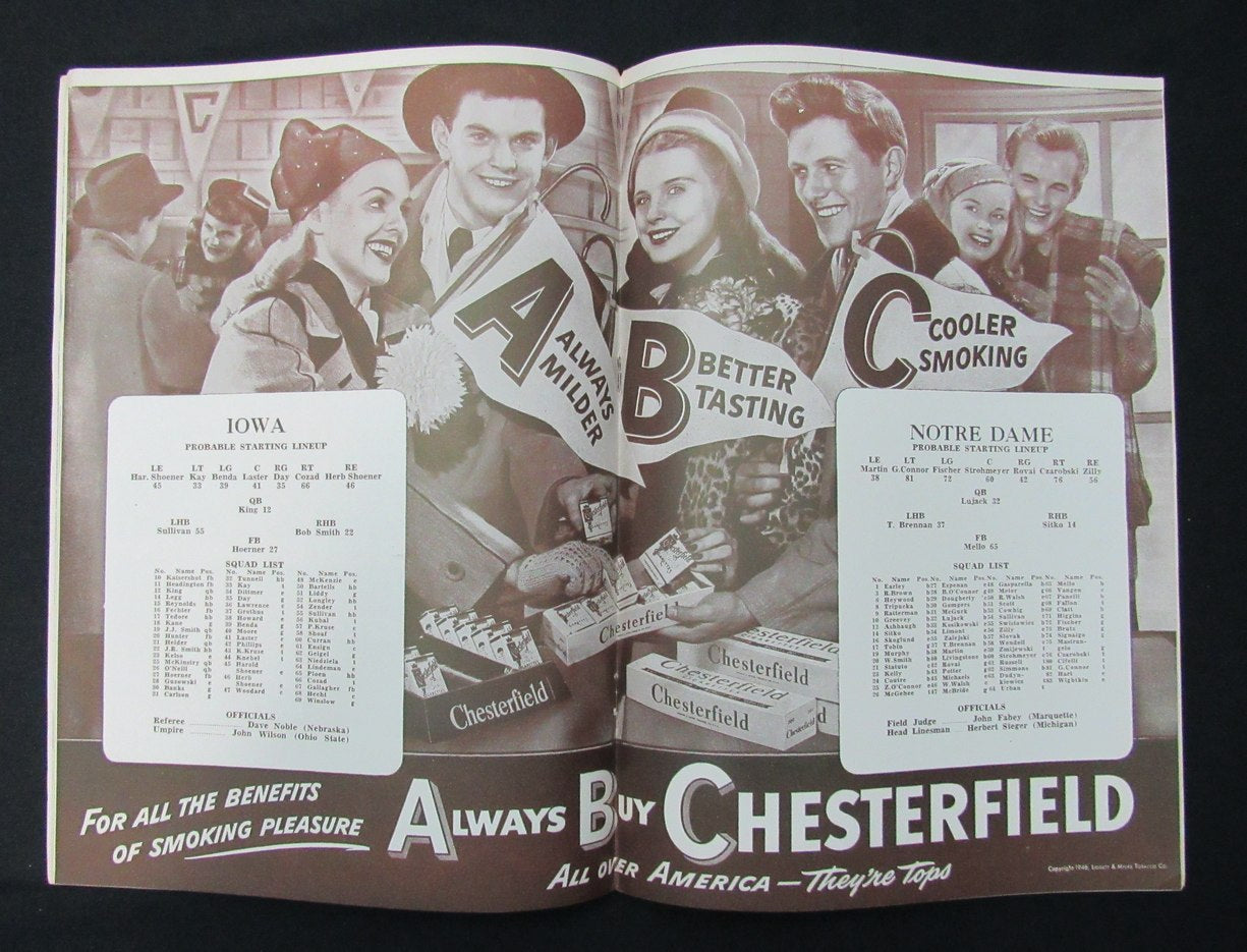 10/26/1946 Notre Dame vs. Iowa College Program 185925