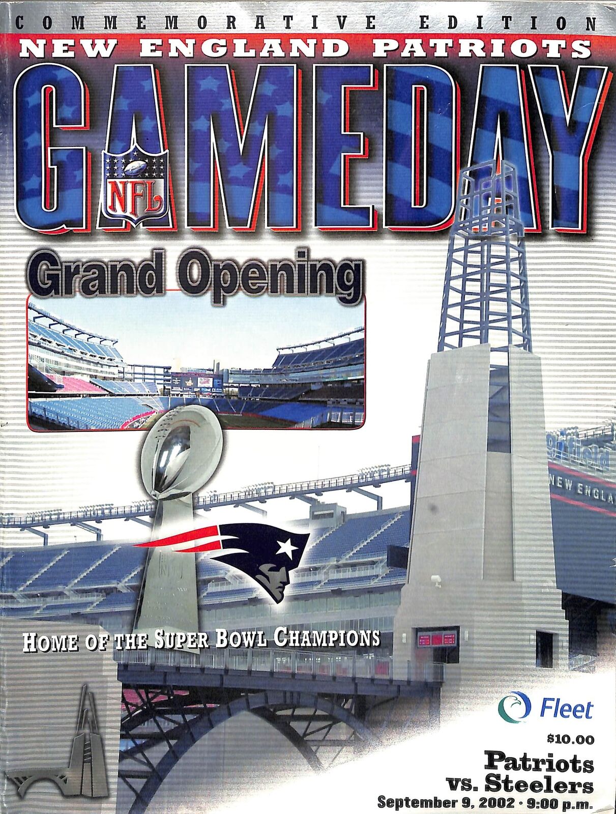 2002 9/9 Patriots vs. Steelers Program Monday Night FB Tom Brady 3 TDS 180717