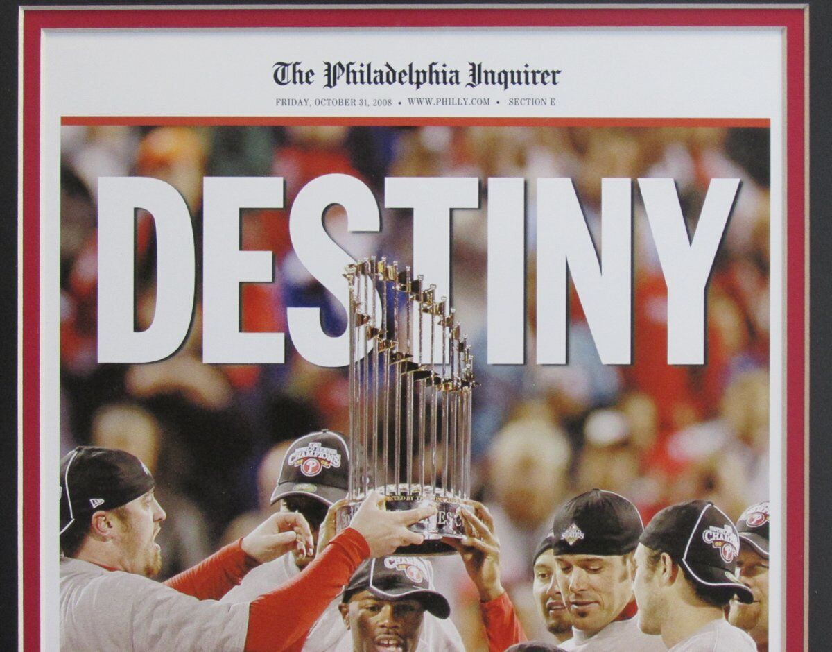 2008 Philadelphia Inquirer "Destiny" Phillies WS Champs Framed Newspaper 136620