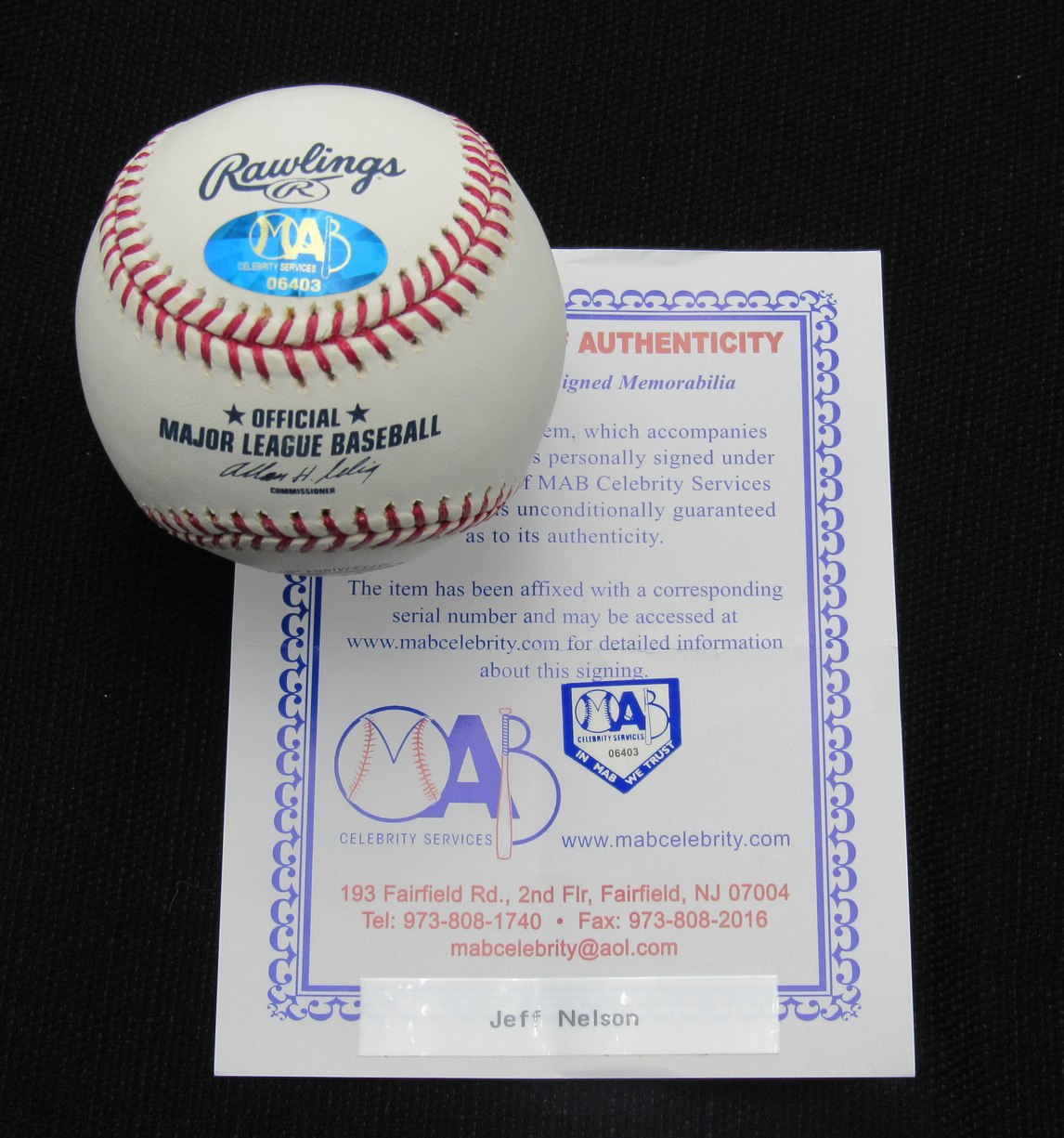 Jeff Nelson Signed/Auto Yankees 100th OML Baseball MAB Inscr 187070