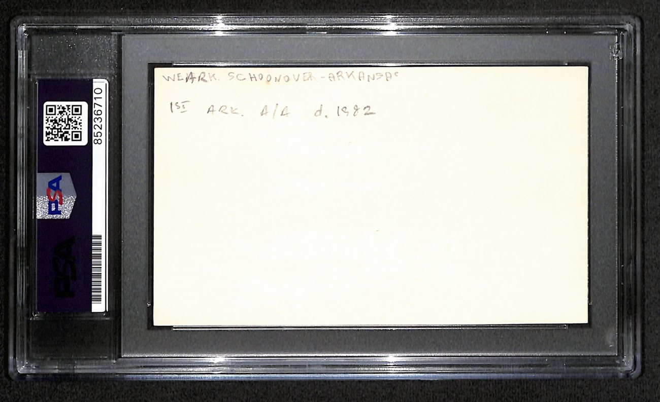 Wear Schoonover CFB HOF Signed 3x5 Index Card Arkansas PSA/DNA 189026