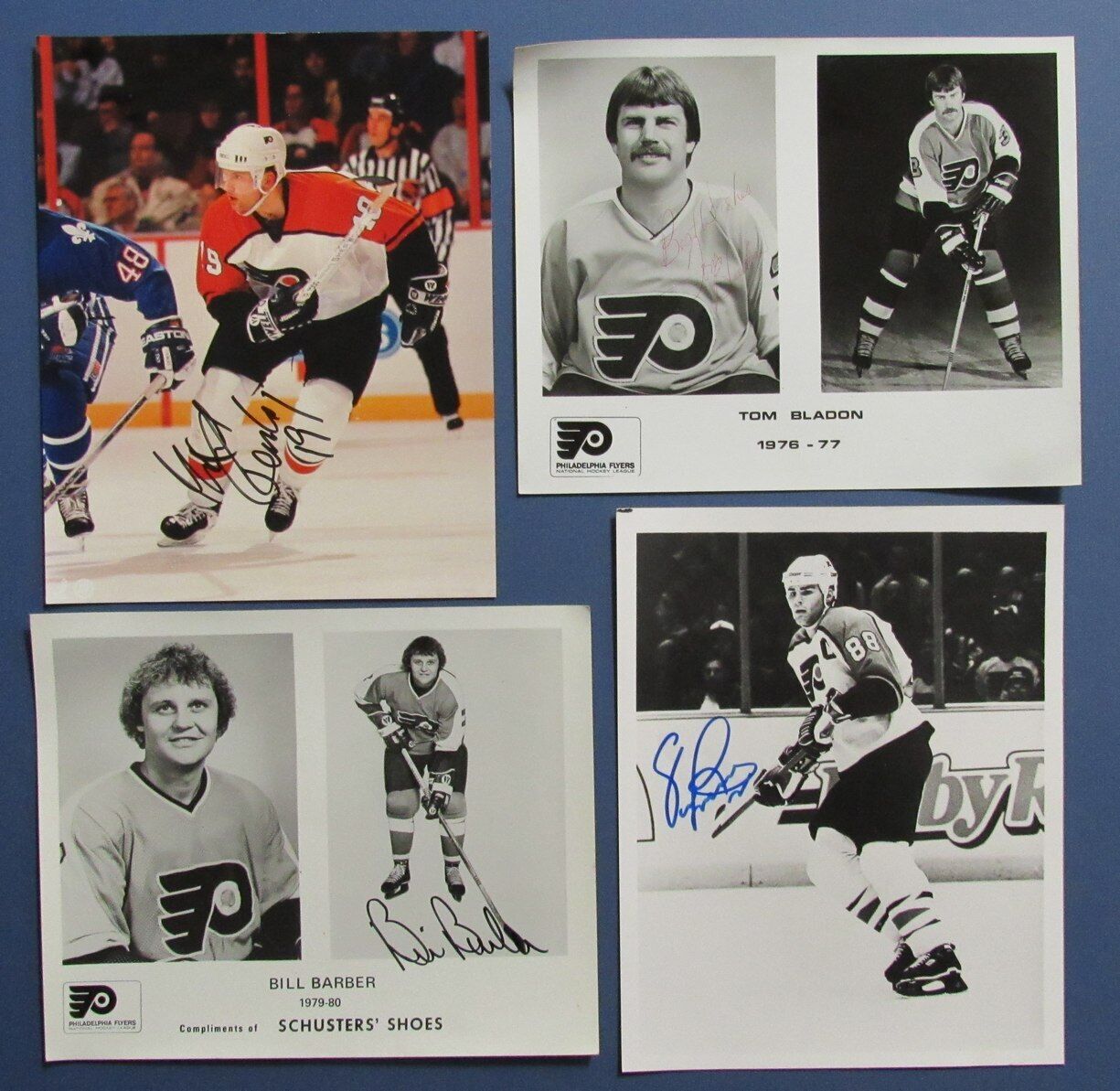 Lot of (4) Autographed Bill Barber Eric Lindros Flyers 8x10 Photos