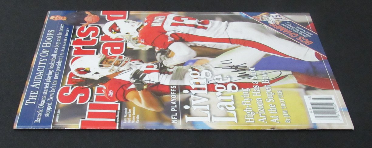 Larry Fitzgerald Signed 2009 Sports Illustrated Magazine NO LABEL JSA 190775