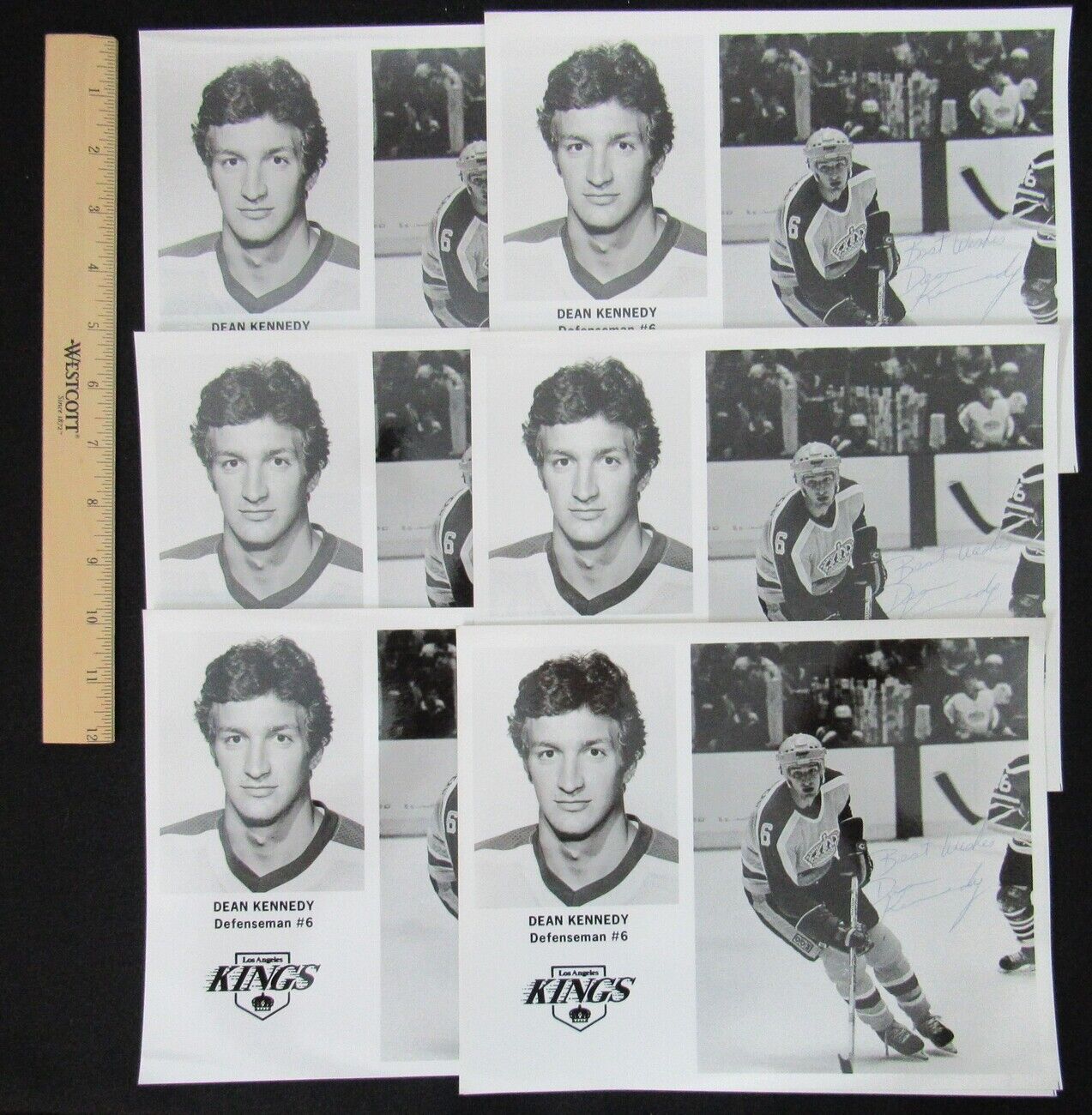 Lot of 7 Dean Kennedy Los Angeles Kings Signed 8x10 Glossy Team Photo 150163