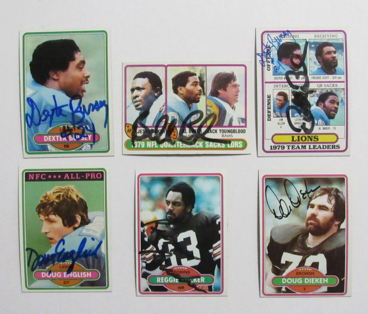 Lot of 12 1980 Topps Signed/Auto Football Cards Browns Lions Steelers 166768