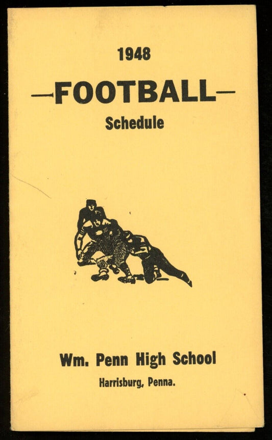1948 William Penn High School Football 2.5x4.25 Pocket Schedule Harrisburg, PA