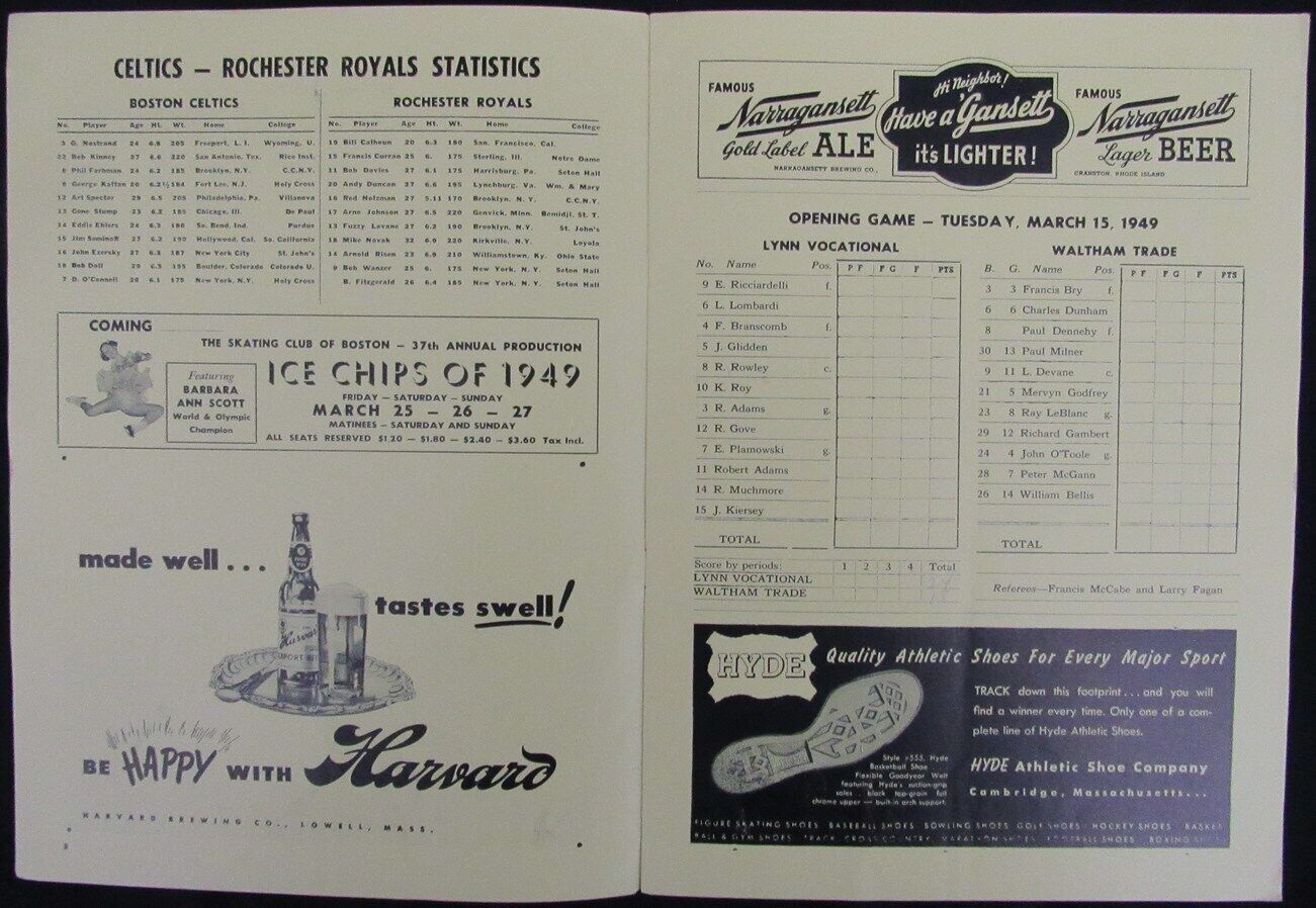 Vintage 1949 Boston Celtics vs. Rochester Royals Game Program 176877