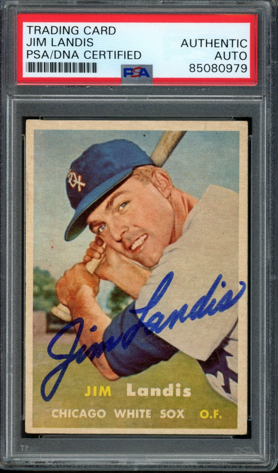 1957 TOPPS Jim Landis #375 Auth Card Signed Chicago White Sox PSA/DNA 184088