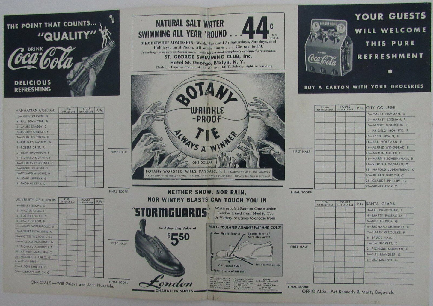 1940 NCAA Basketball Doubleheader Games Program at Madison Square Garden 145179