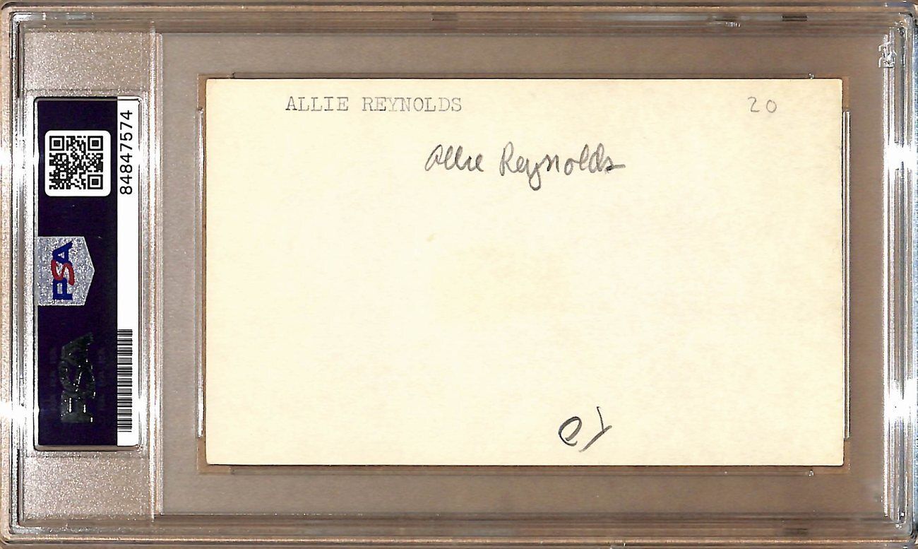 Allie Reynolds Autographed 3x5 Index Card New York Yankees PSA/DNA 178802