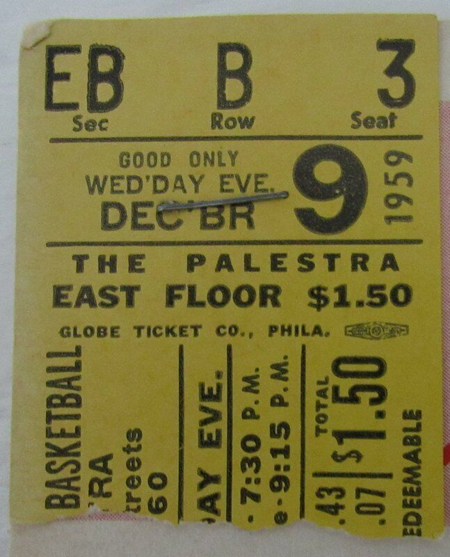 1959 Palestra Temple v Princeton St. Joe's v Gettysburg Ticket Program 144239