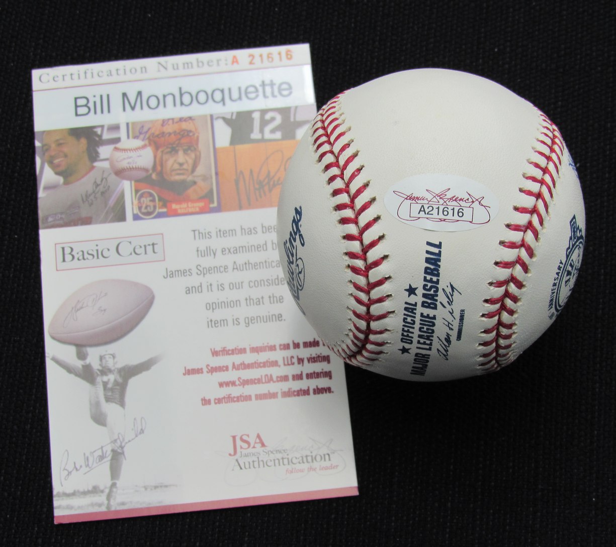 Bill Monboquette Signed/Auto Yankees 100th OML Baseball JSA Inscr 186887
