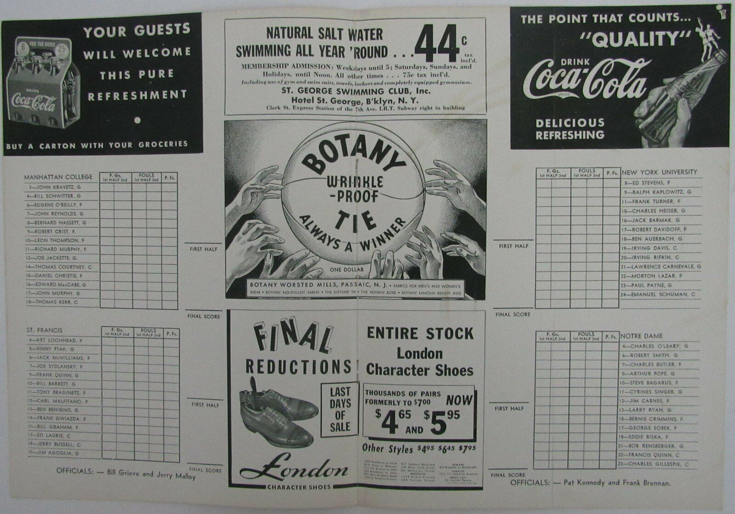 1941 NCAA Basketball Doubleheader Games Program at Madison Square Garden 145158