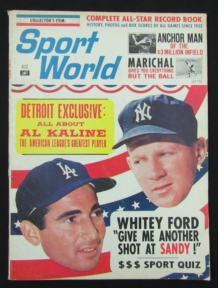 August 1964 Sport World Magazine Sandy Koufax/Whitey Ford Cover 185533