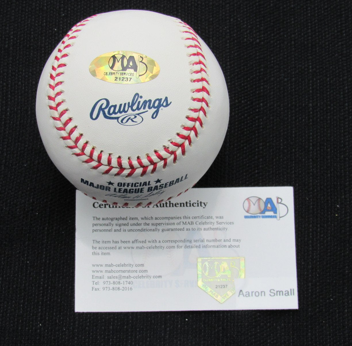 Aaron Small Signed/Auto Yankees 100th OML Baseball MAB Inscr 187027