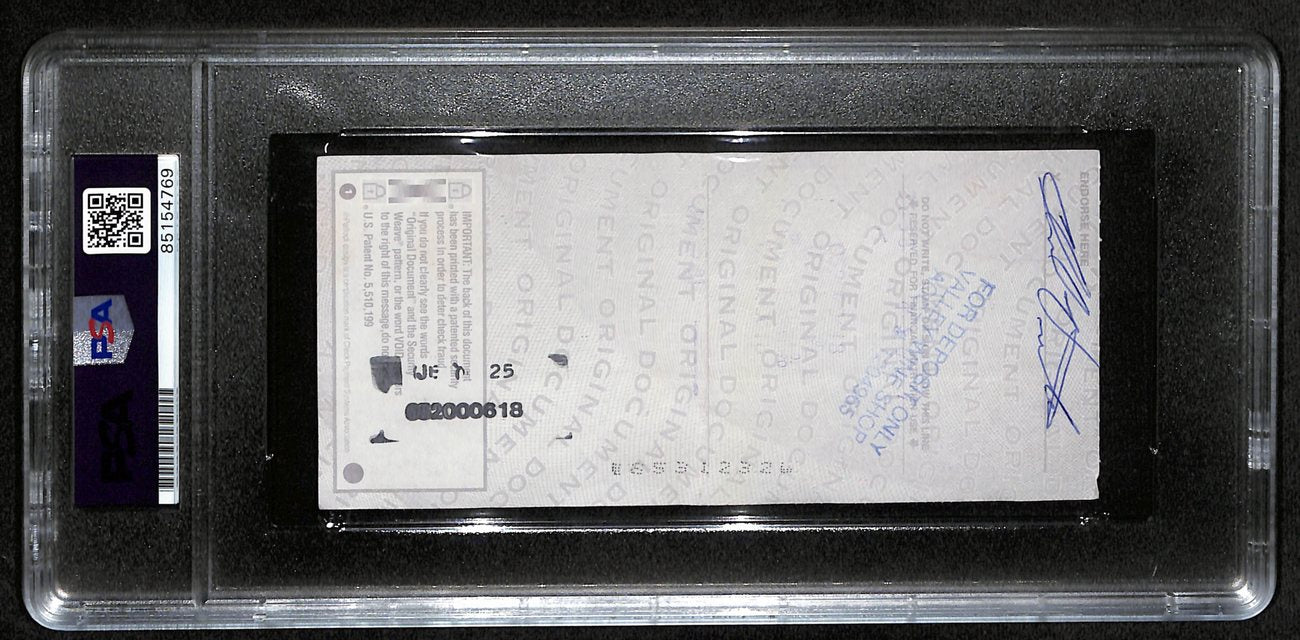 Johnny Unitas HOF Signed/Auto 2001 Bank Check Colts PSA/DNA MINT 9 192617