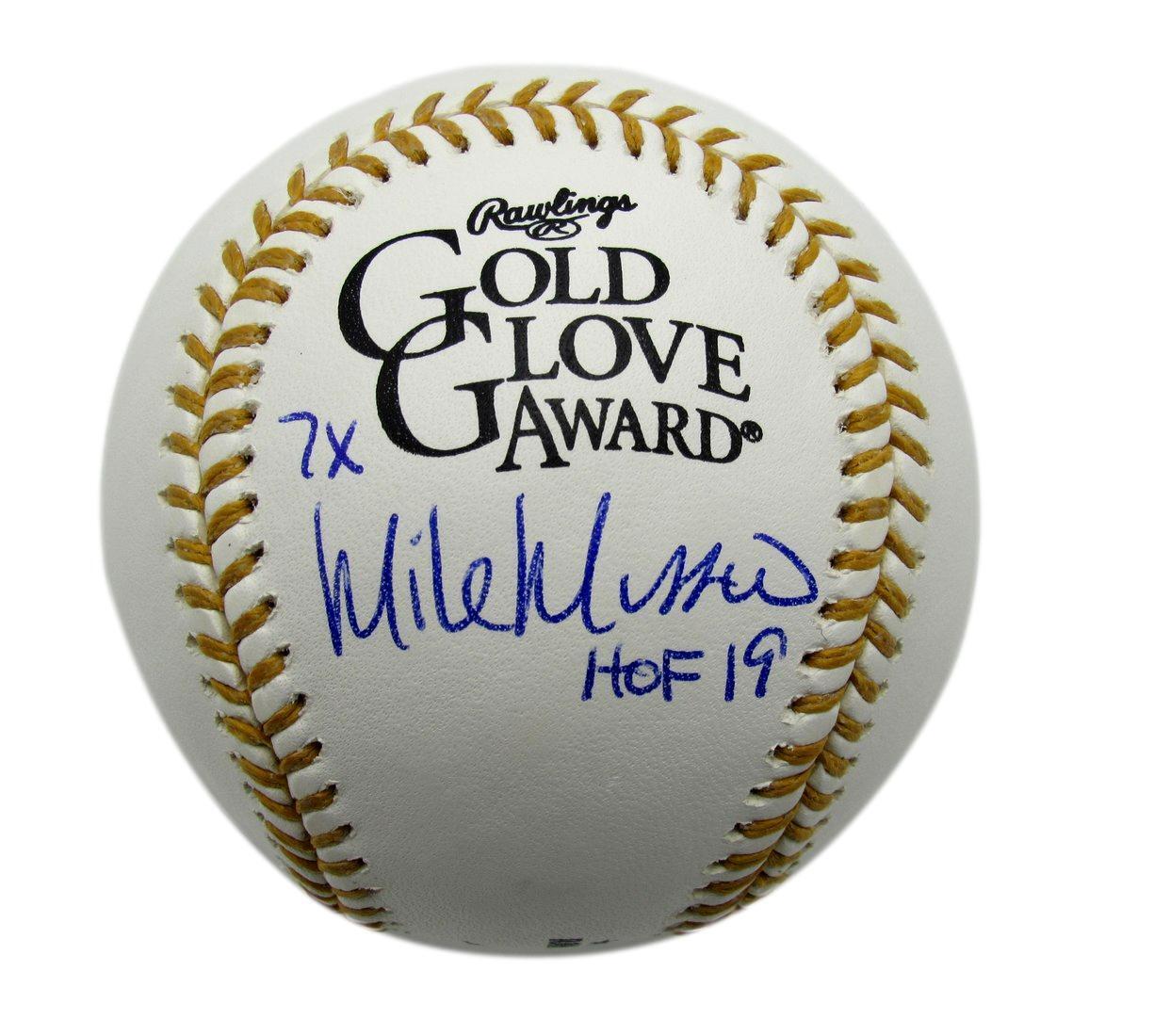 Mike Mussina Autographed/Inscr Gold Glove Award Baseball Orioles JSA 177782