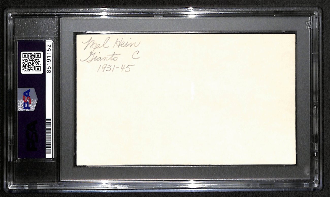 Mel Hein HOF Signed/Auto 3x5 Index Card New York Giants PSA/DNA 187481