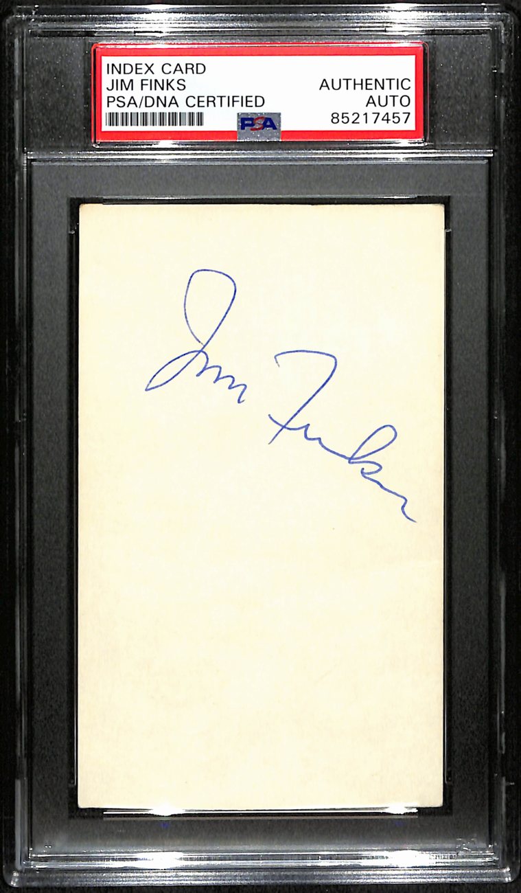 Jim Finks HOF Autographed/Signed 3x5 Index Card Vikings Saints PSA/DNA 188500