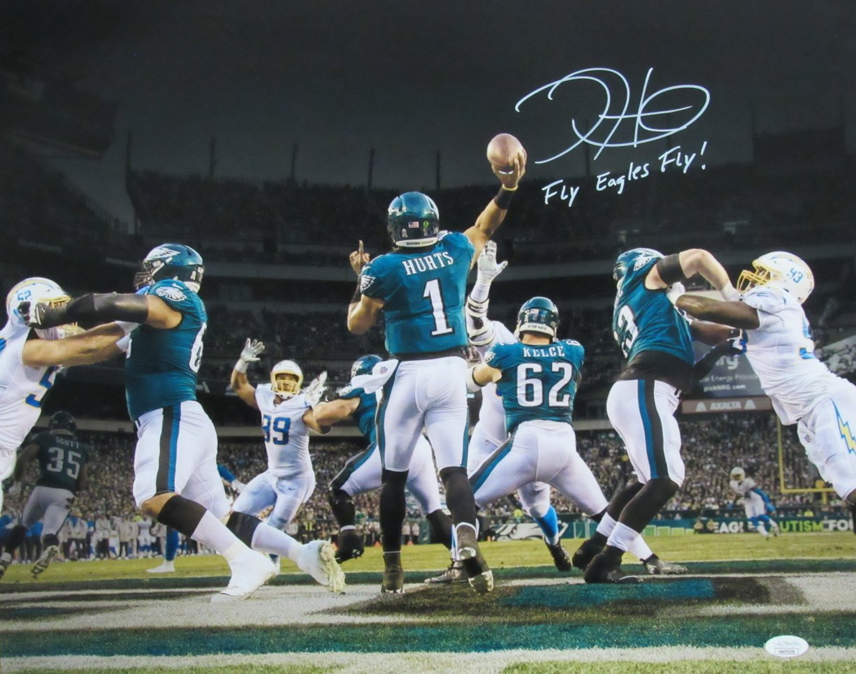 Jalen Hurts Autographed/Inscribed "Fly Eagles Fly!" 16x20 Photo Philadelphia Eagles JSA 175594