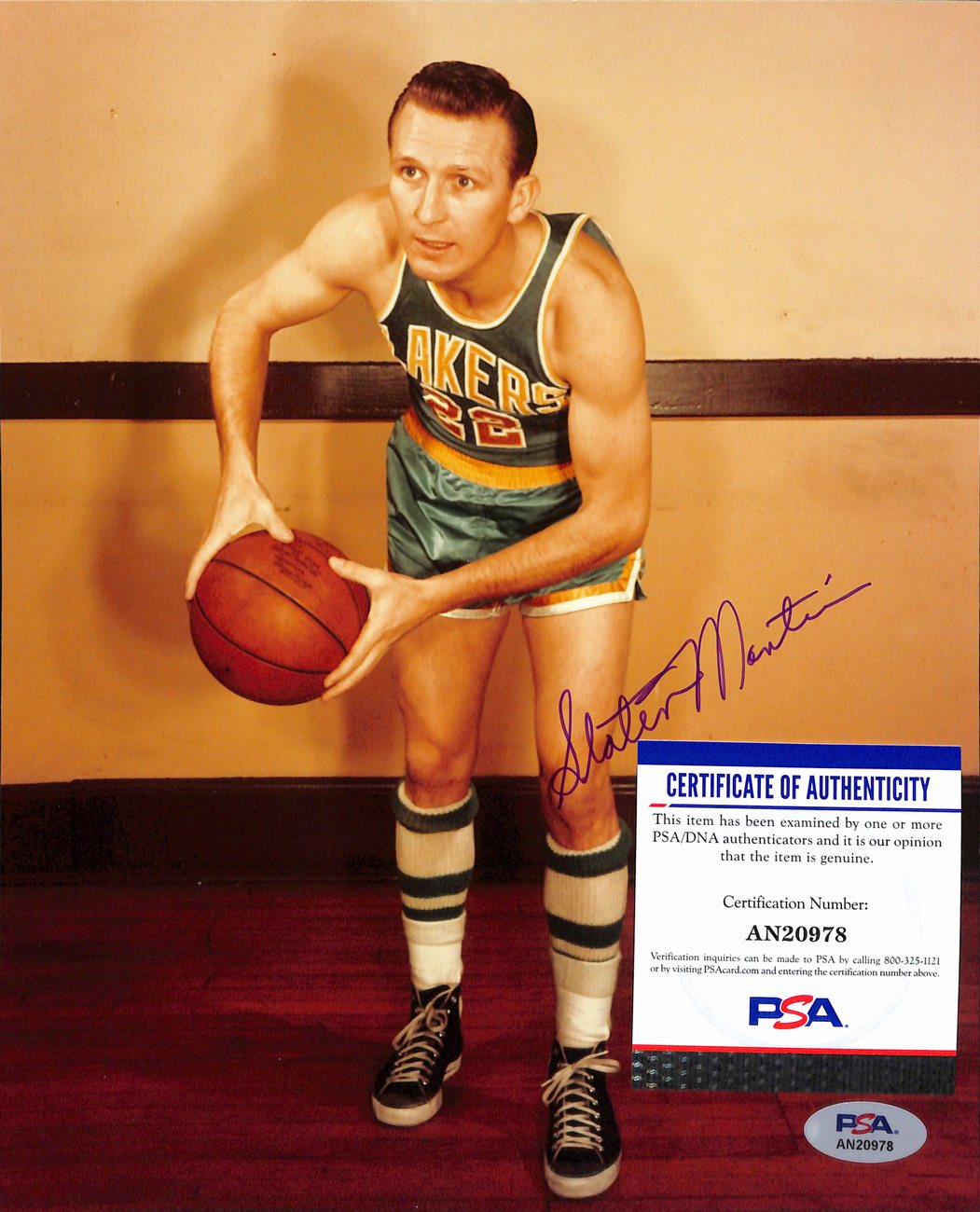 Slater Martin HOF Signed/Auto 8x10 Photo Los Angeles Lakers PSA/DNA 189062