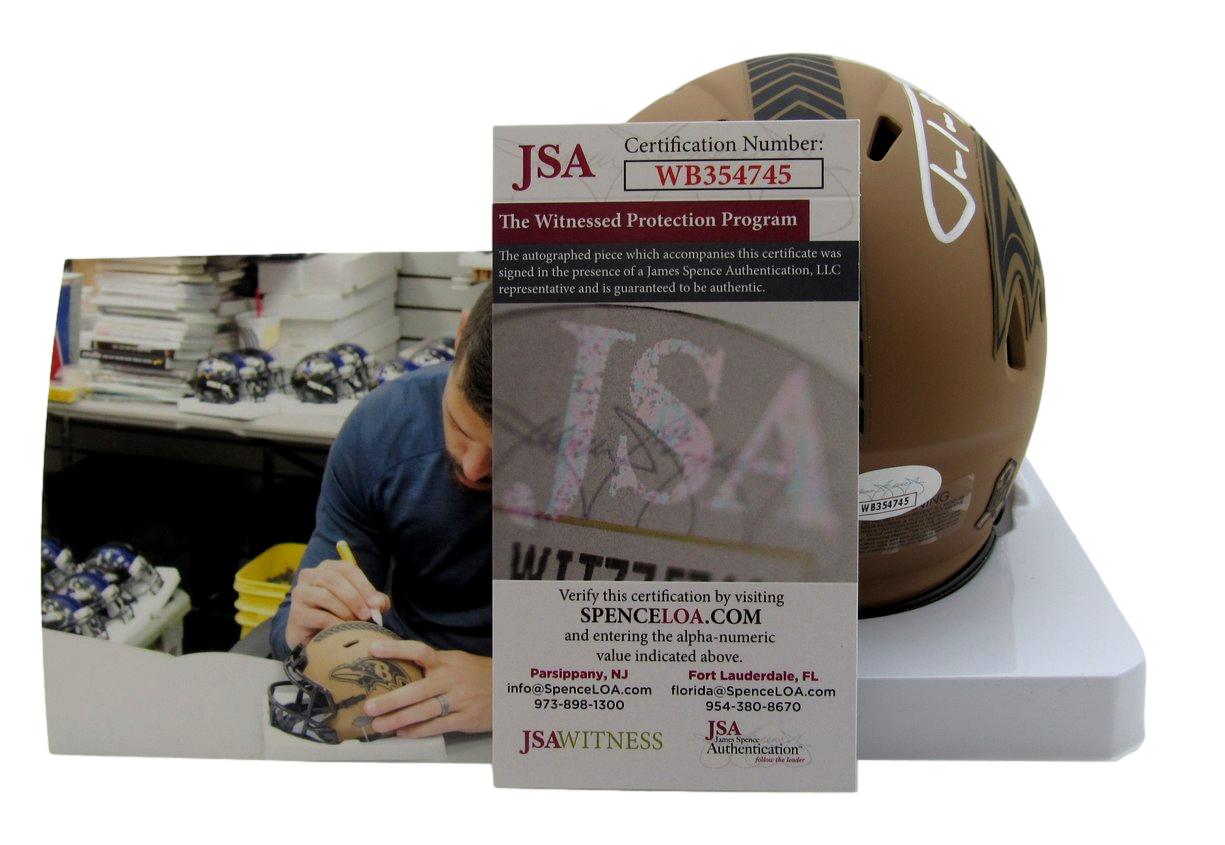 Justin Tucker Signed/Auto Salute To Service Mini Helmet Ravens JSA 189759