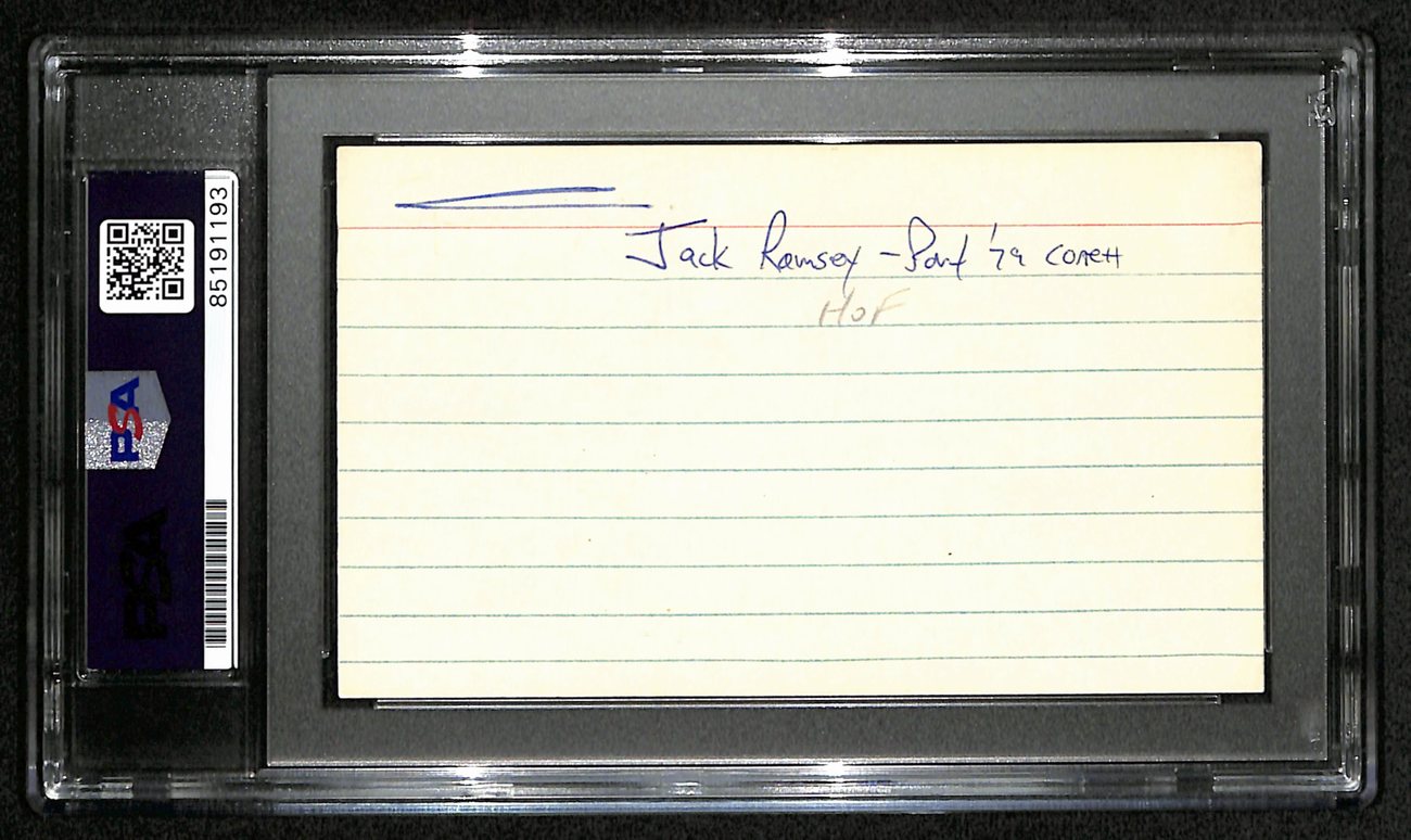 Jack Ramsay HOF Signed/Auto 3x5 Index Card Portland Trailblazers PSA/DNA 188545