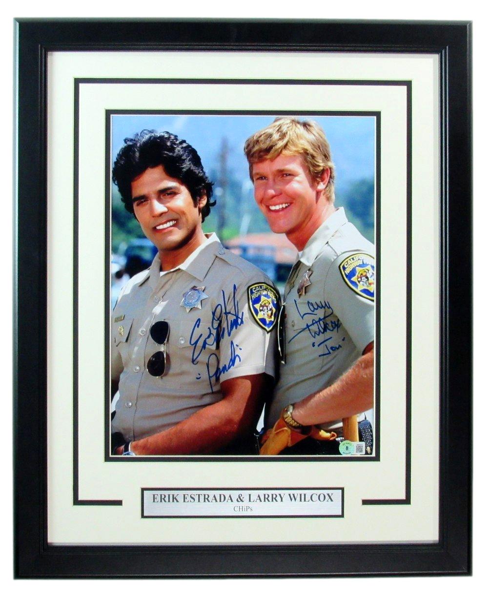 Larry Wilcox/Erik Estrada Dual-Signed 11x14 Photo "Chips" Framed Beckett 183649