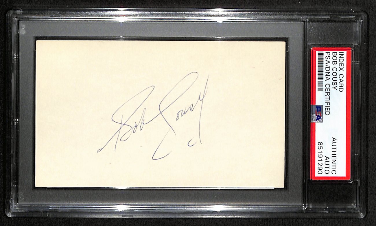 Bob Cousy HOF Signed/Auto 3x5 Index Card Boston Celtics PSA/DNA 188562