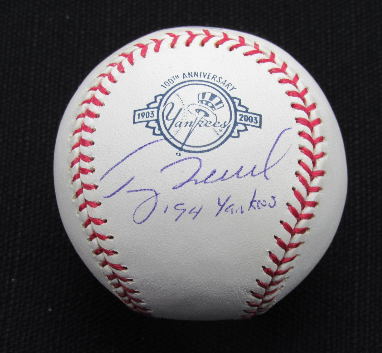 Terry Mulholland Signed/Auto Yankees 100th OML Baseball MAB Inscr 187089