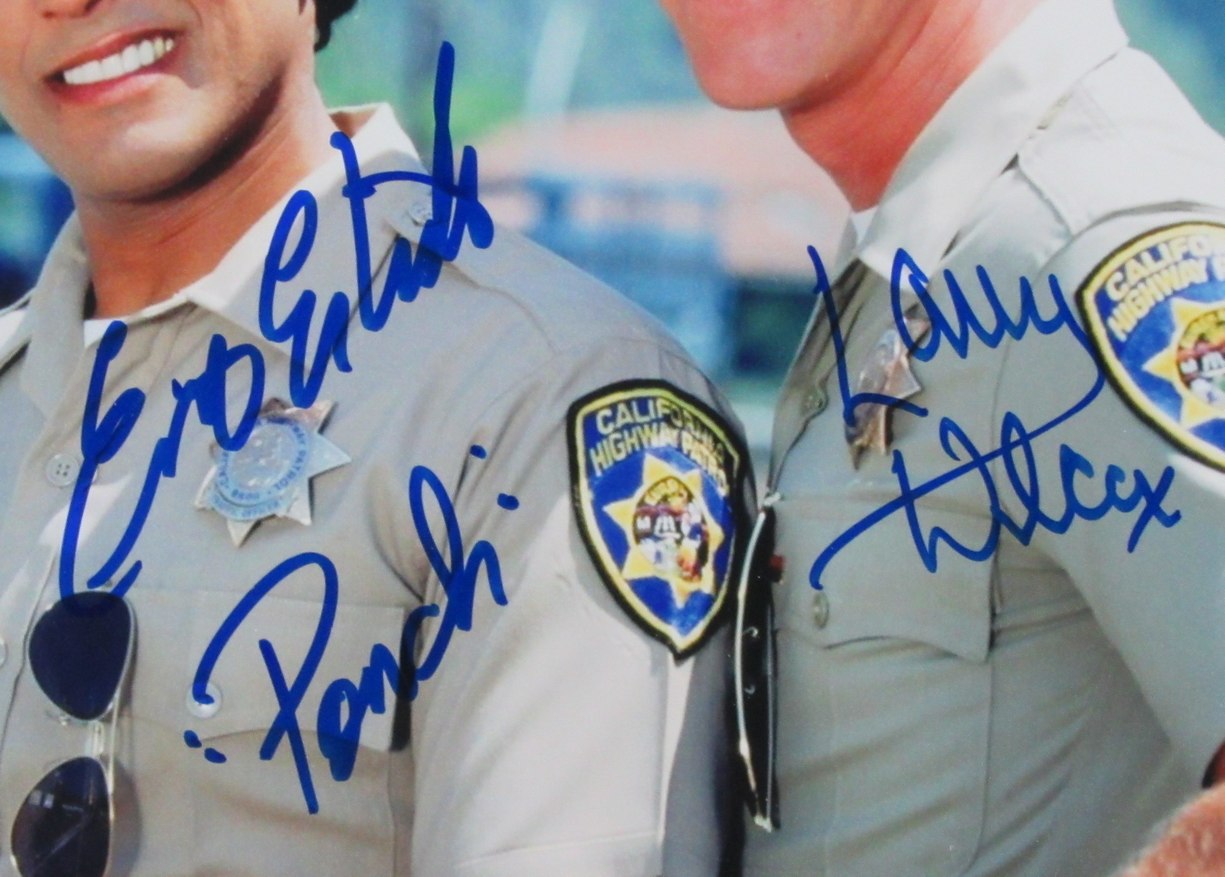 Larry Wilcox/Erik Estrada Dual-Signed 8x10 Photo "Chips" Framed Beckett 183648